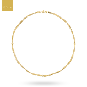 9ct Yellow Gold Beaded Omega Twist Necklace