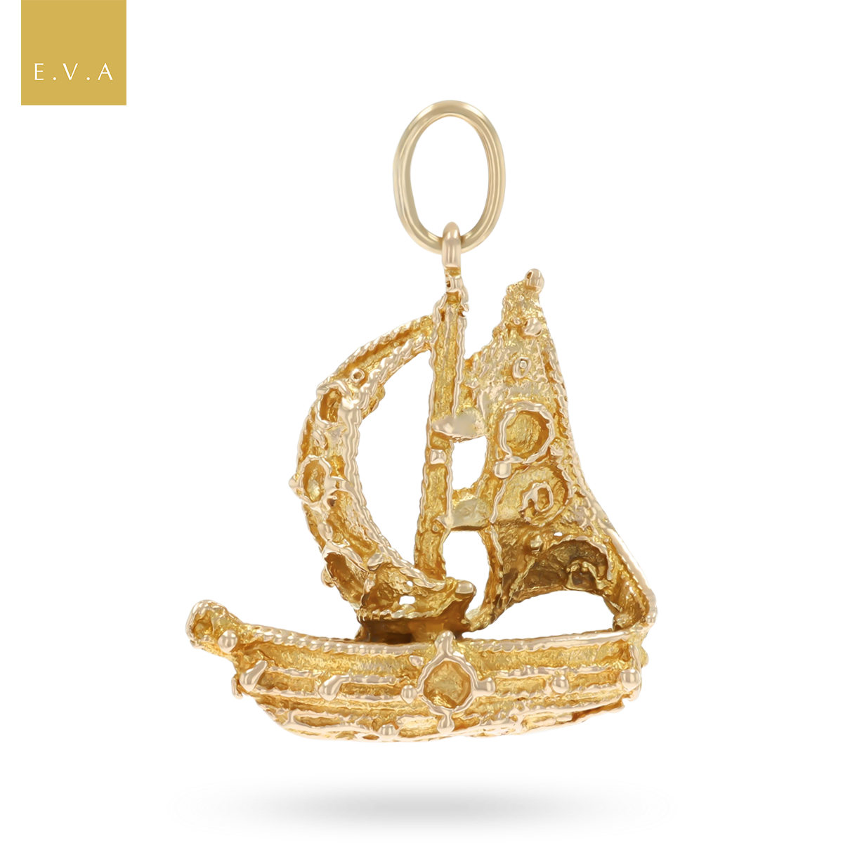 9ct Yellow Gold Ornate Sailing Boat Charm