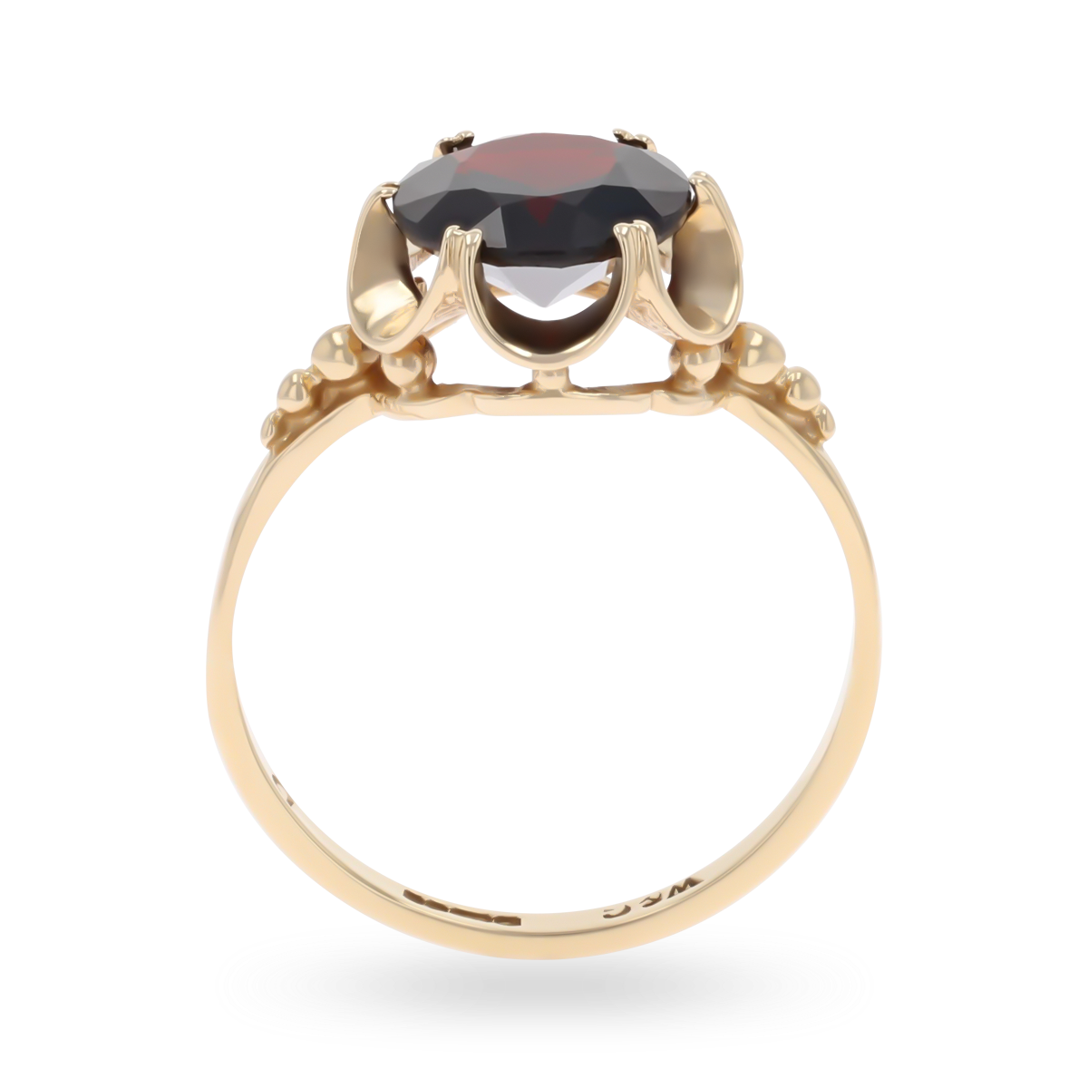 9ct Yellow Gold Oval Shaped Garnet Ribbon Solitaire Ring