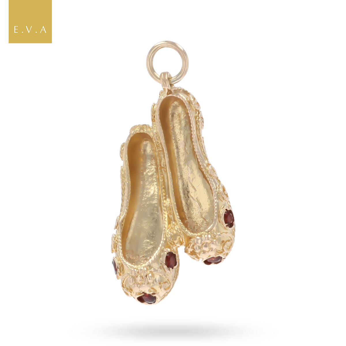 9ct Yellow Gold Garnet Set Ballet Slippers Charm