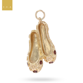 9ct Yellow Gold Garnet Set Ballet Slippers Charm