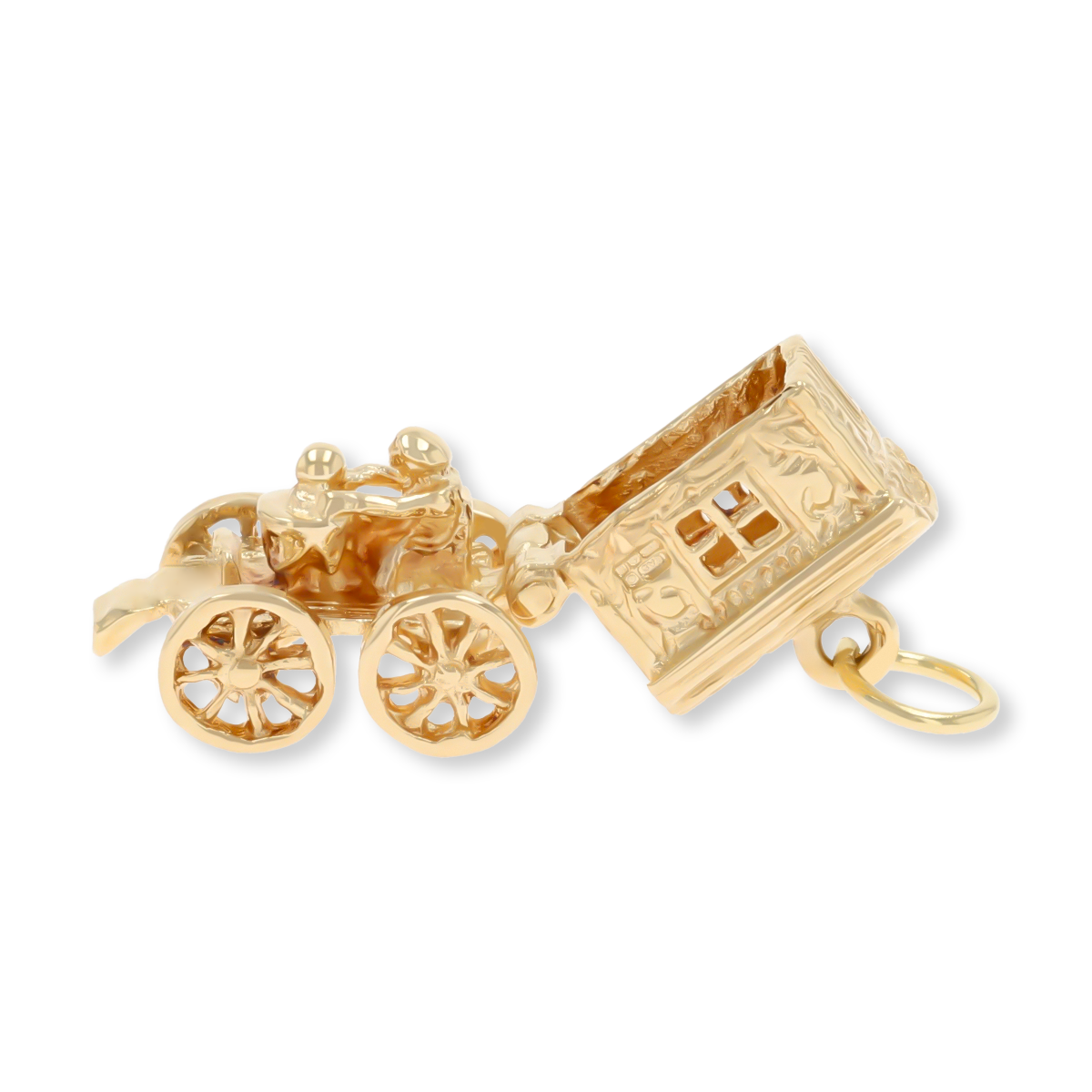 9ct Yellow Gold Gypsy Fortune Teller Wagon Opening Charm