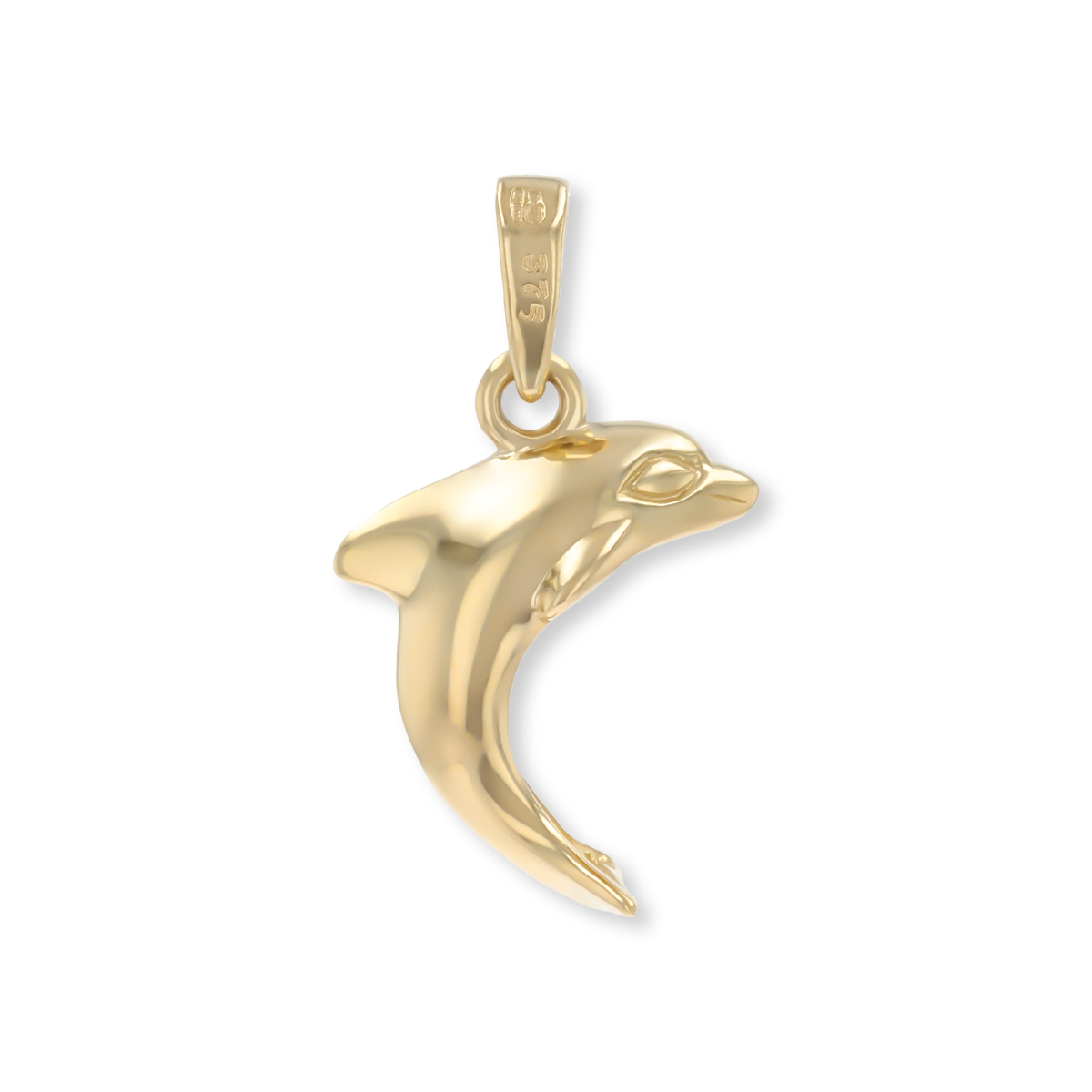 9ct Yellow Gold Cubic Zirconia Set Dolphin Pendant