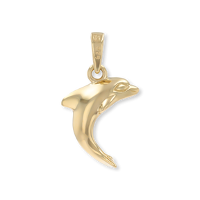 9ct Yellow Gold Cubic Zirconia Set Dolphin Pendant