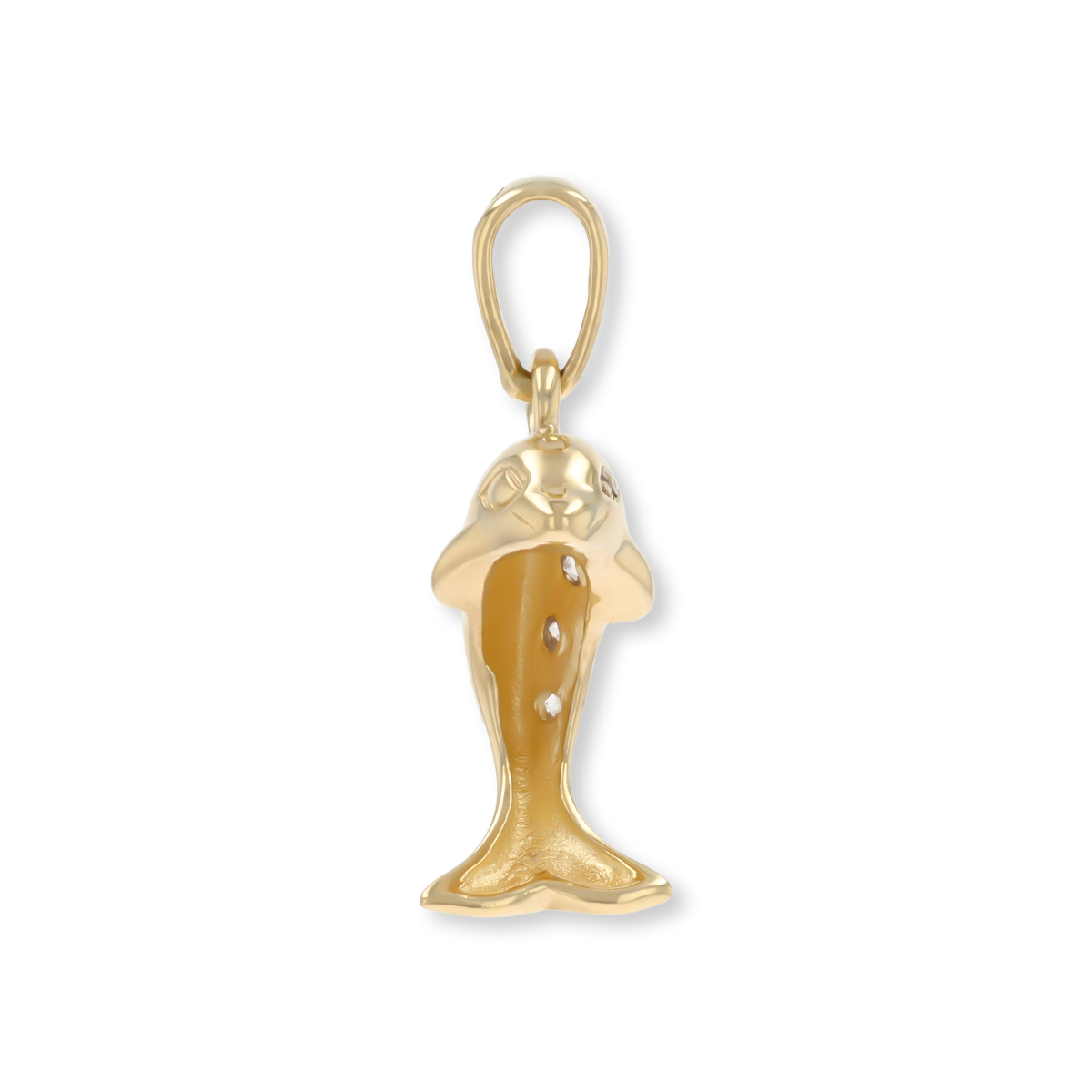 9ct Yellow Gold Cubic Zirconia Set Dolphin Pendant