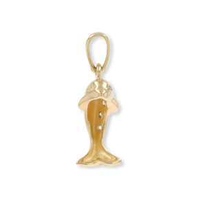 9ct Yellow Gold Cubic Zirconia Set Dolphin Pendant