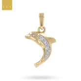 9ct Yellow Gold Cubic Zirconia Set Dolphin Pendant