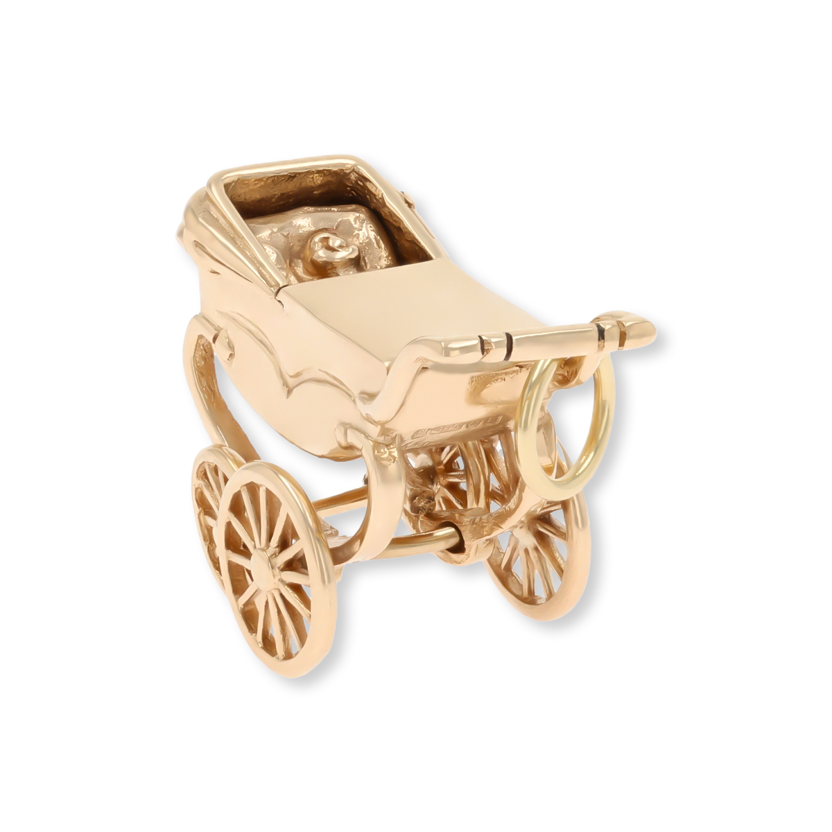 9ct Yellow Gold Moveable Pram Charm