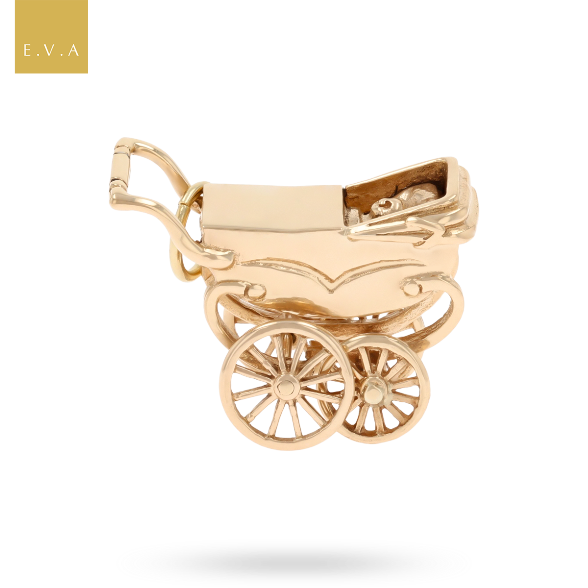 9ct Yellow Gold Moveable Pram Charm