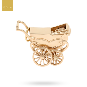 9ct Yellow Gold Moveable Pram Charm