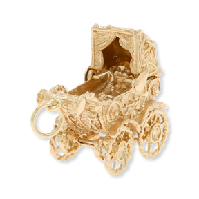 9ct Yellow Gold Ornate Moveable Pram Charm