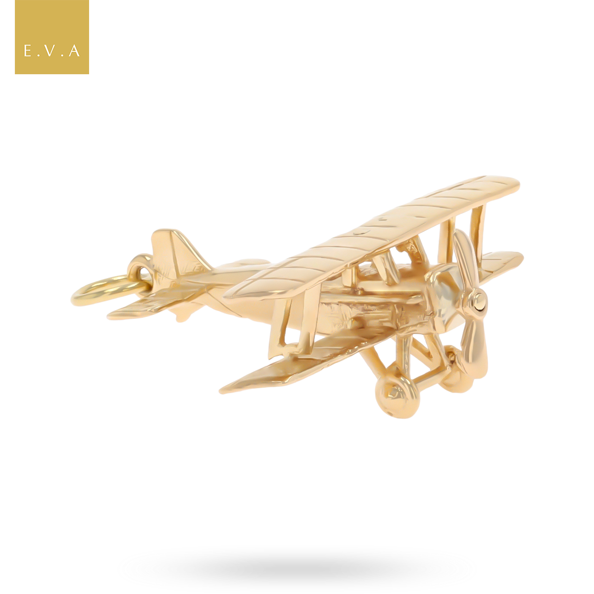 9ct Yellow Gold Biplane Charm