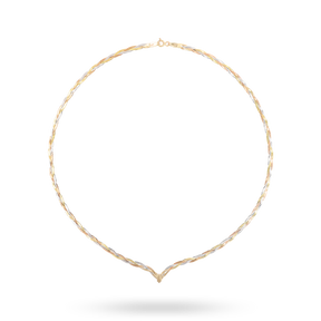 9ct Three Colour Gold V-Shape Plait Herringbone Collarette Necklace