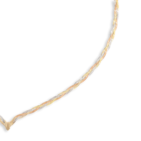 9ct Three Colour Gold V-Shape Plait Herringbone Collarette Necklace