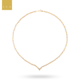 9ct Three Colour Gold V-Shape Plait Herringbone Collarette Necklace