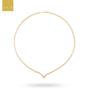 9ct Three Colour Gold V-Shape Plait Herringbone Collarette Necklace