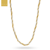 9ct Two Colour Gold Beaded Snake Twist Necklace