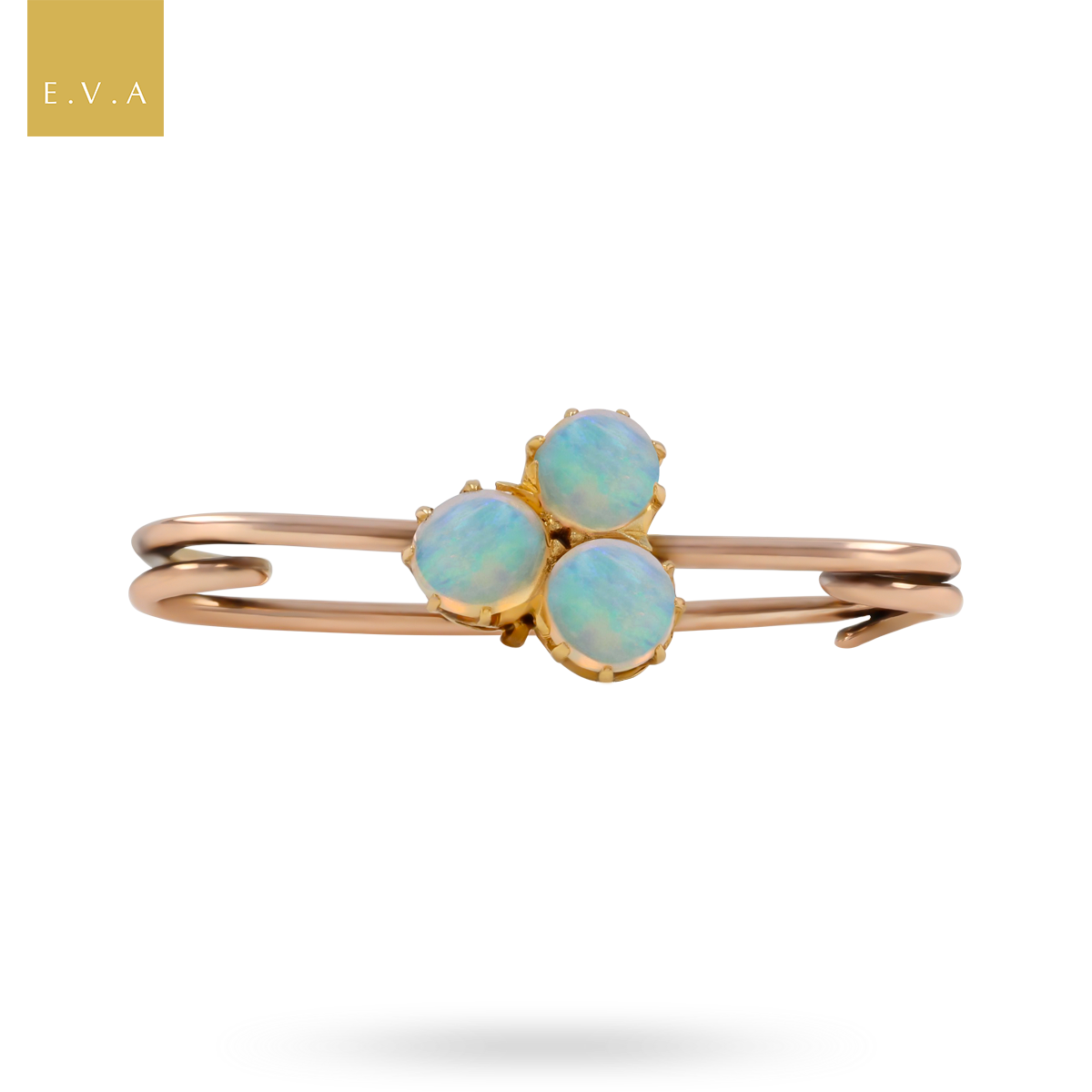 9ct Rose Gold Trefoil Opal Brooch