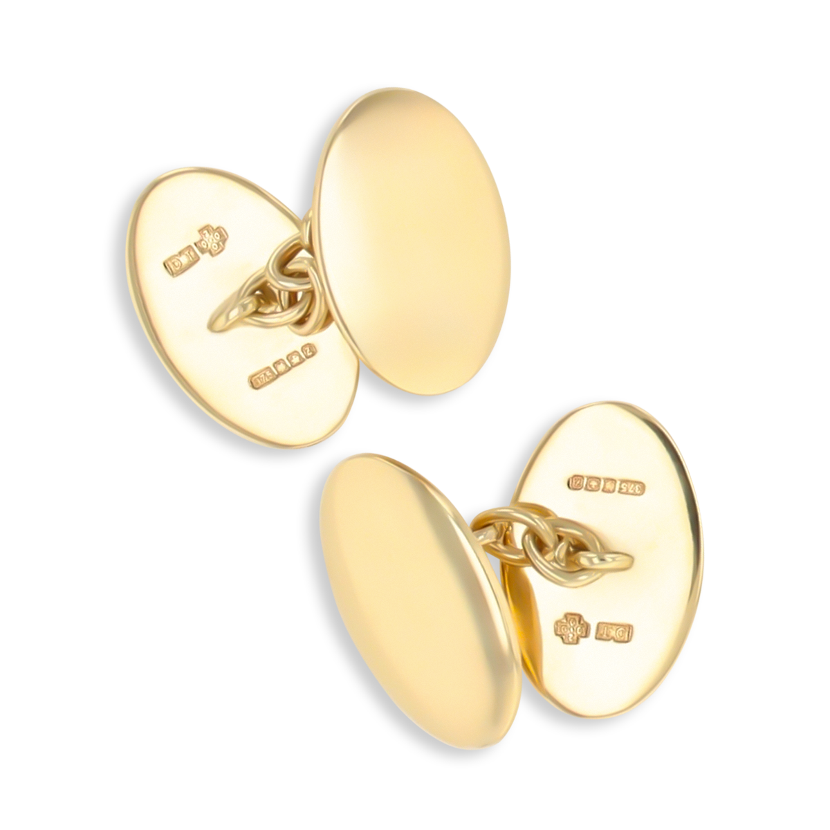 9ct Yellow Gold Plain Polished Oval Cufflinks