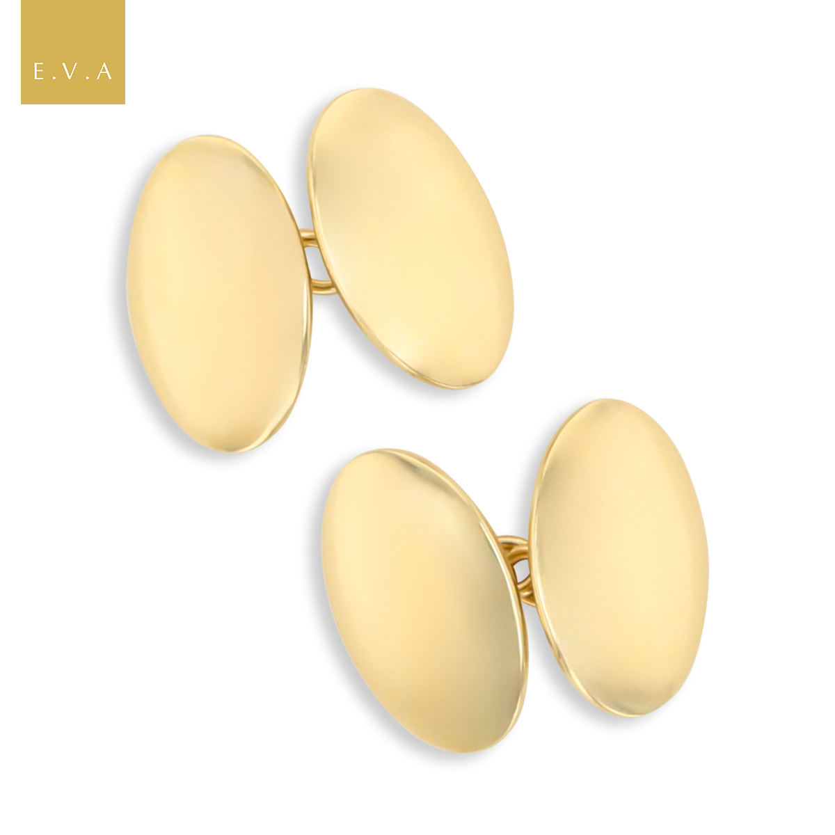 9ct Yellow Gold Plain Polished Oval Cufflinks