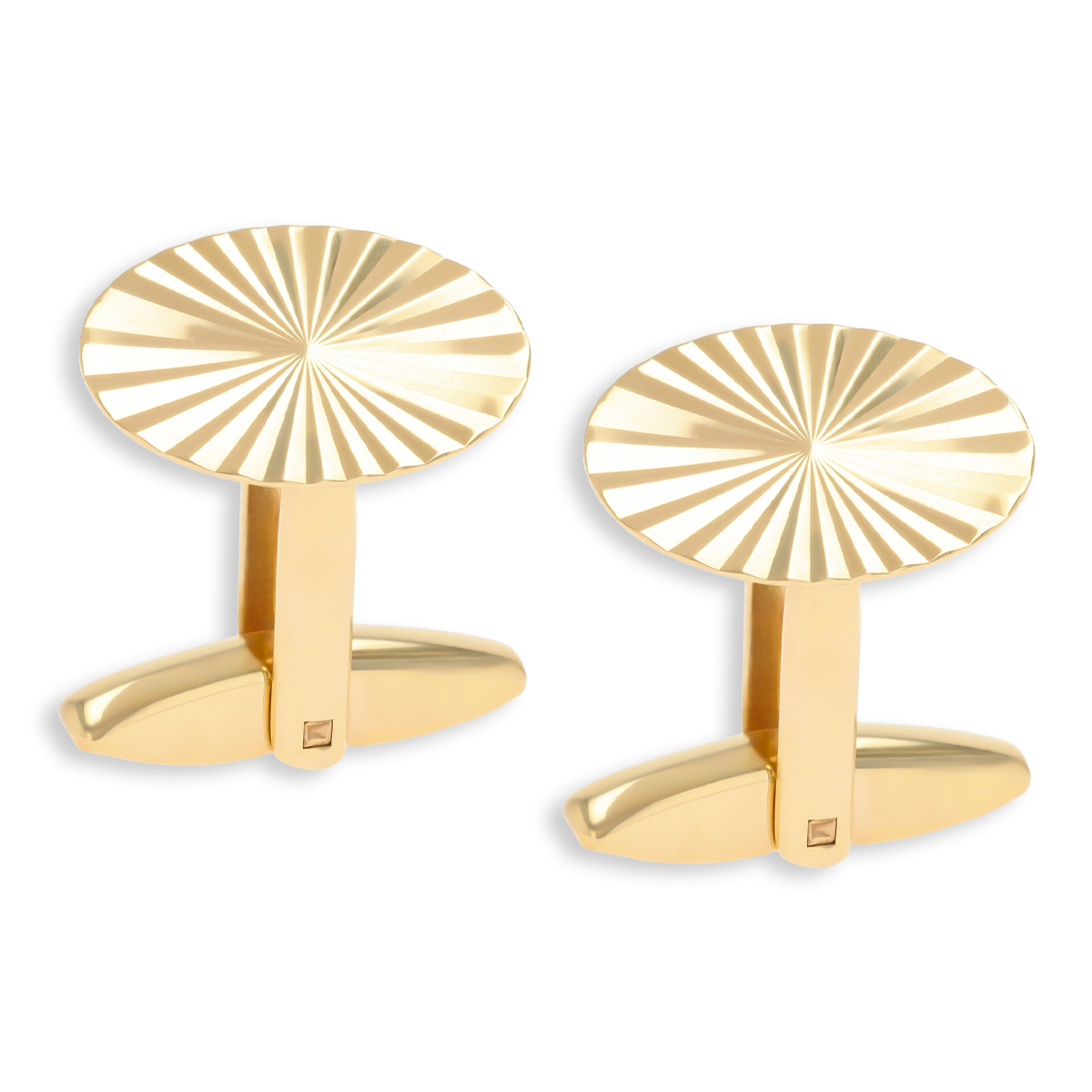 9ct Yellow Gold Diamond Cut Sunburst Oval Cufflinks