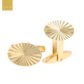 9ct Yellow Gold Diamond Cut Sunburst Oval Cufflinks