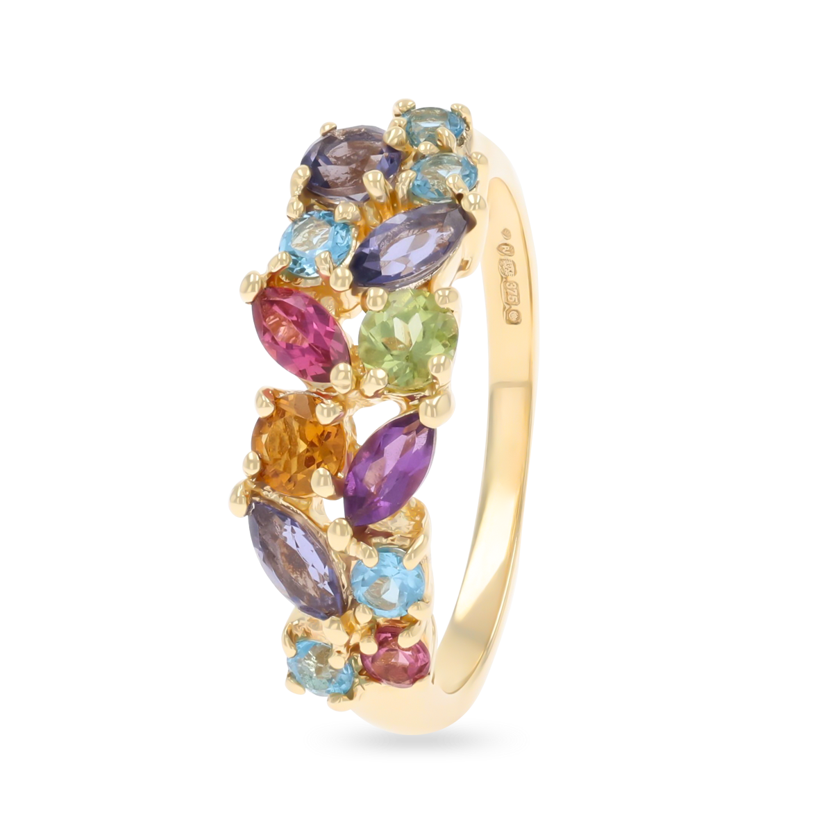 9ct Yellow Gold Multi Gemstone Ring