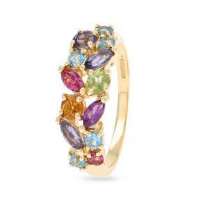 9ct Yellow Gold Multi Gemstone Ring