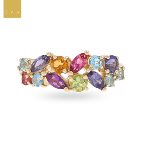 9ct Yellow Gold Multi Gemstone Ring