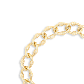 9ct Yellow Gold Oval Ribbed Link Charm Bracelet