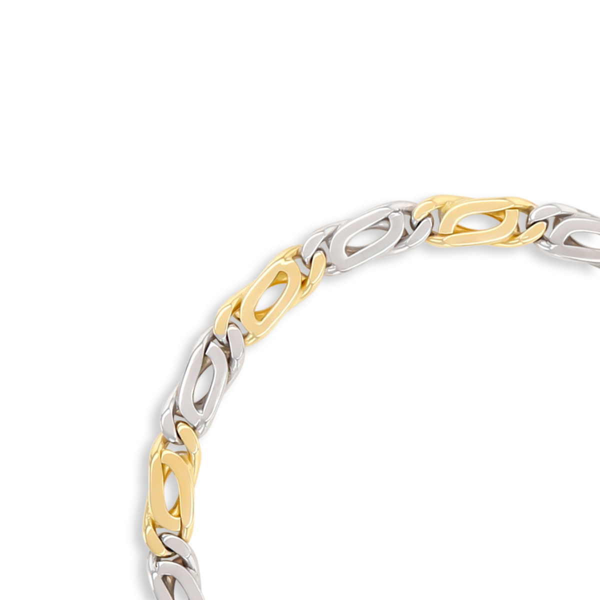 18ct Two Colour Gold Fancy Curb Link Bracelet