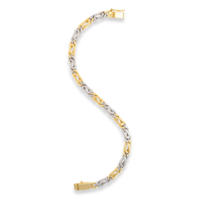 18ct Two Colour Gold Fancy Curb Link Bracelet