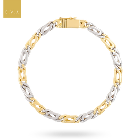 18ct Two Colour Gold Fancy Curb Link Bracelet