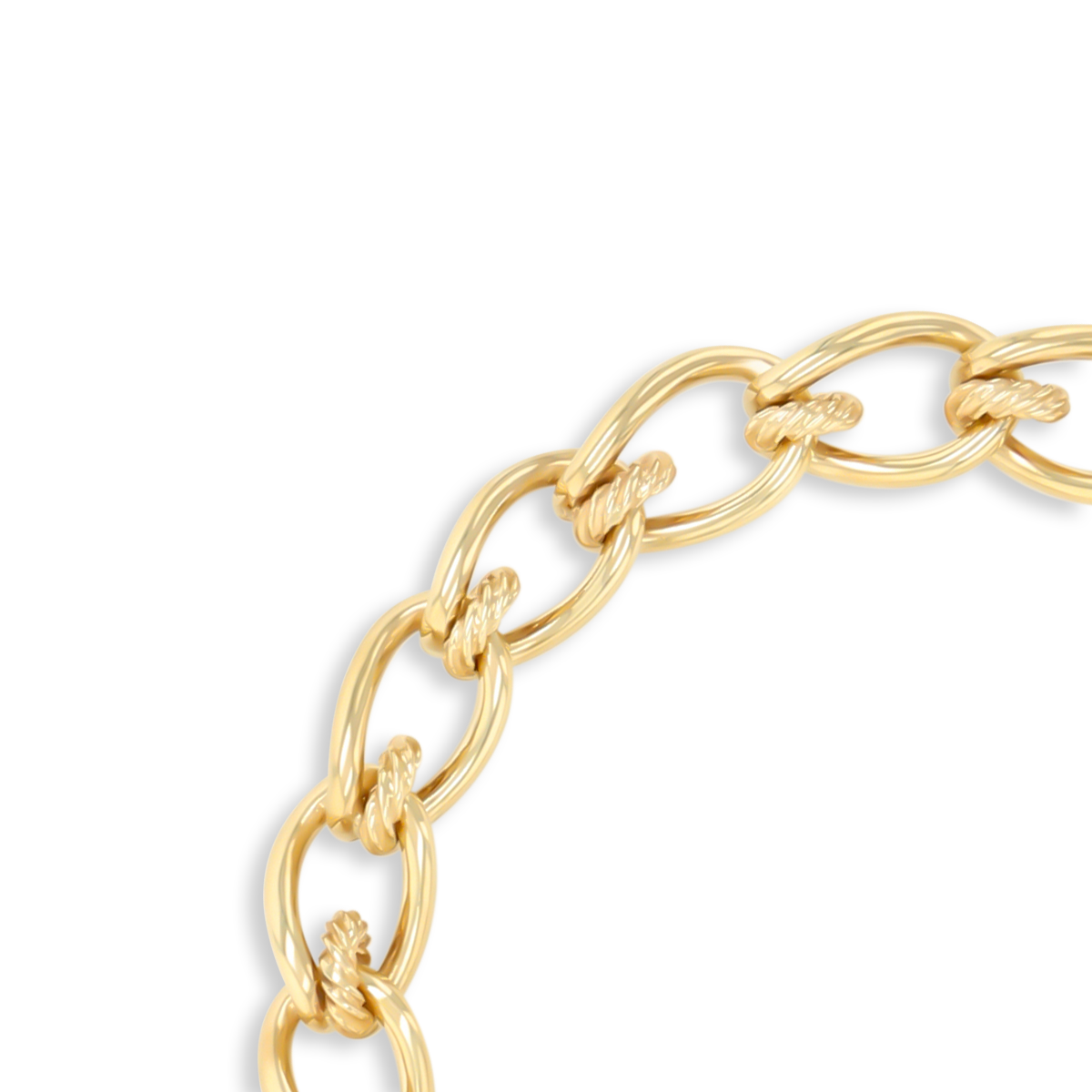 9ct Yellow Gold Elongated Curb & Cable Fancy Link Bracelet