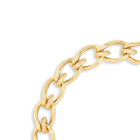 9ct Yellow Gold Elongated Curb & Cable Fancy Link Bracelet