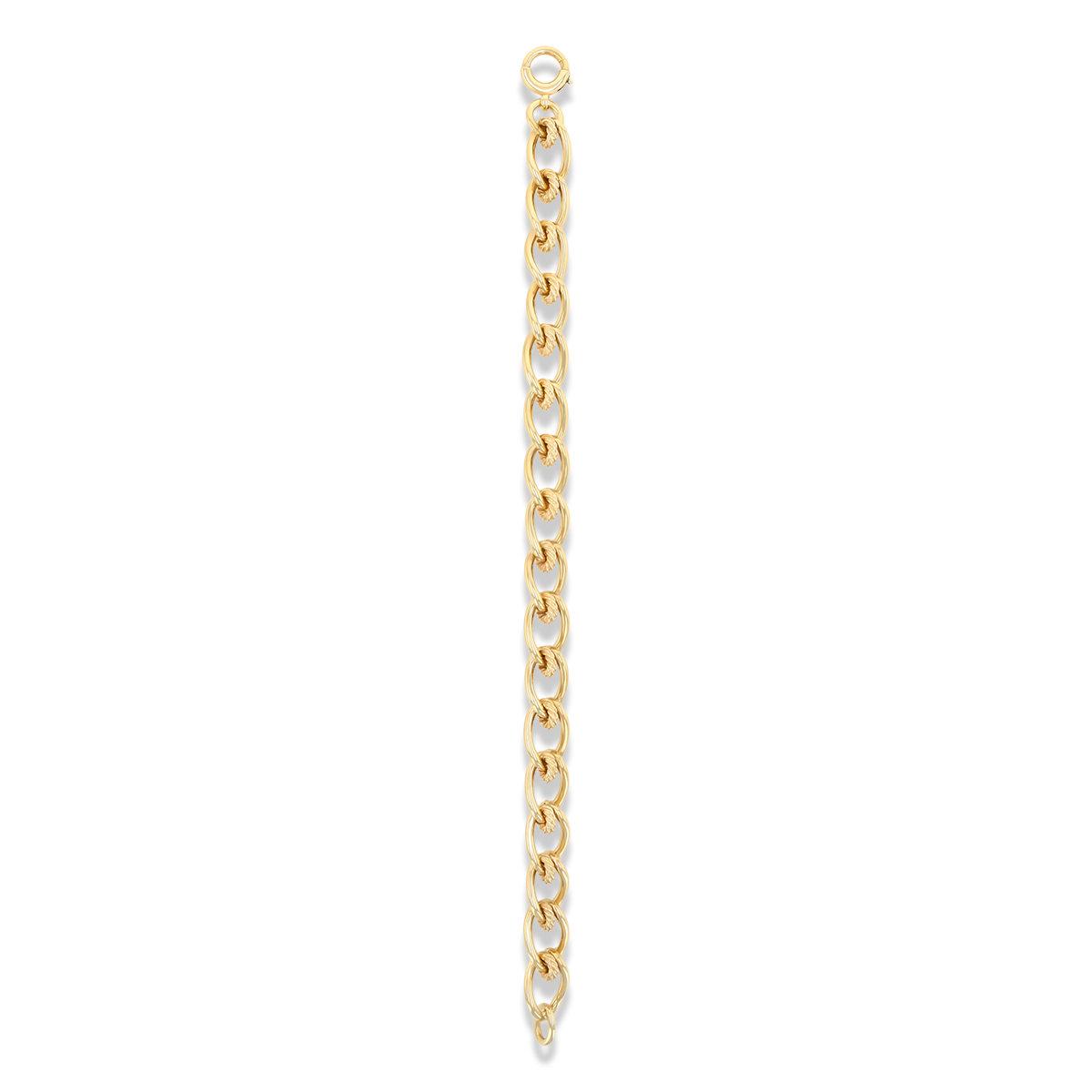 9ct Yellow Gold Elongated Curb & Cable Fancy Link Bracelet