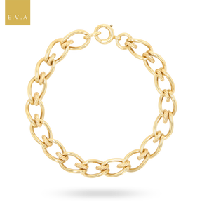 9ct Yellow Gold Elongated Curb & Cable Fancy Link Bracelet