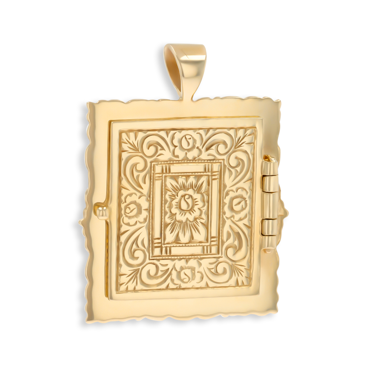 9ct Yellow Gold Rectangle Scroll Picture Frame Pendant