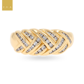 18ct Yellow Gold Diamond Set Weave Bombé Ring