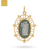 9ct Yellow Gold Wedgwood Green Jasperware Cameo Pendant