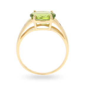 9ct Yellow Gold Oval Cut Peridot & Diamond Solitaire Ring