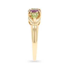 9ct Yellow Gold Amethyst & Peridot Trilogy Ring