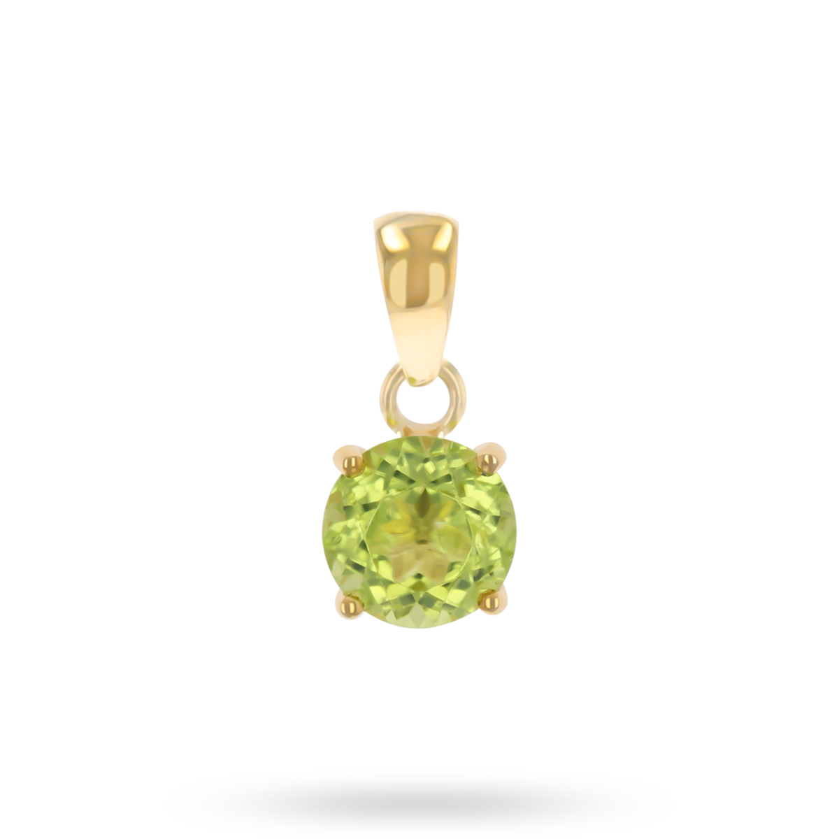 9ct Yellow Gold Round Shaped Peridot Claw Set Pendant