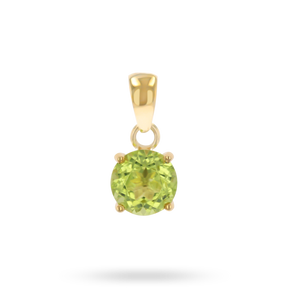 9ct Yellow Gold Round Shaped Peridot Claw Set Pendant