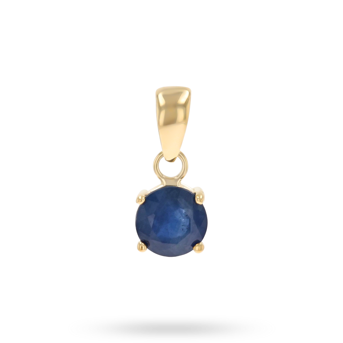 9ct Yellow Gold Round Cut Sapphire Solitaire Pendant