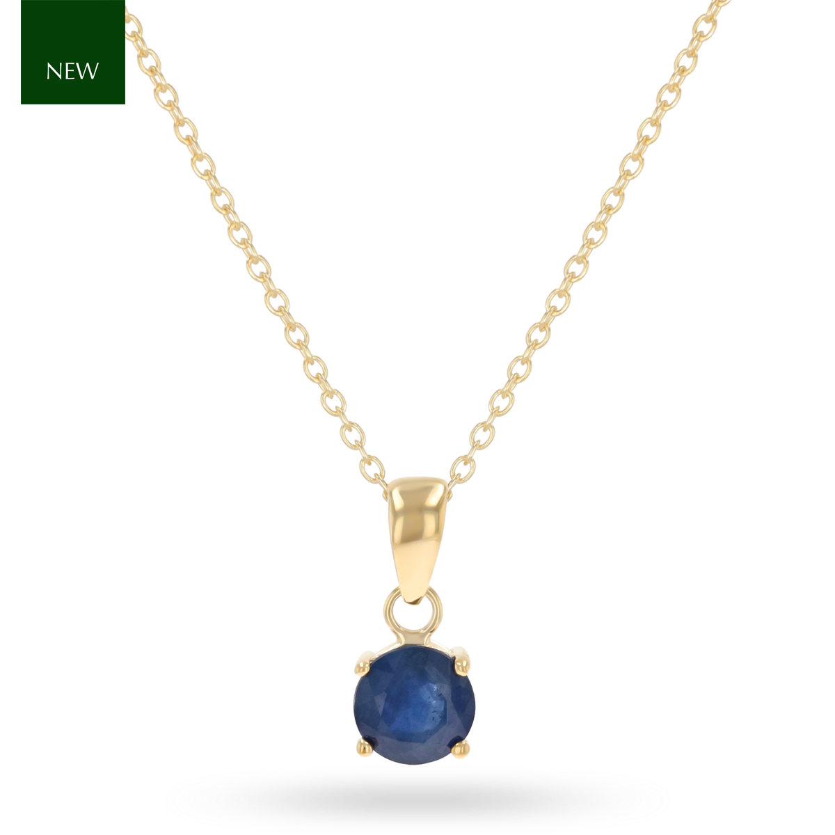 9ct Yellow Gold Round Cut Sapphire Solitaire Pendant