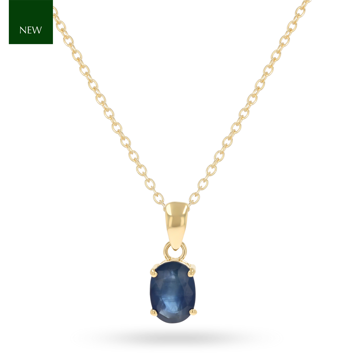 9ct Yellow Gold Oval Cut Sapphire Solitaire Pendant