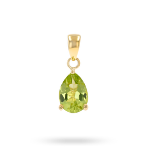 9ct Yellow Gold Pear Cut Peridot Solitaire Pendant