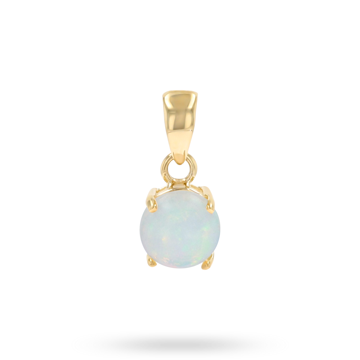 9ct Yellow Gold Round Shaped Opal Claw Set Pendant