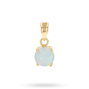 9ct Yellow Gold Round Shaped Opal Claw Set Pendant